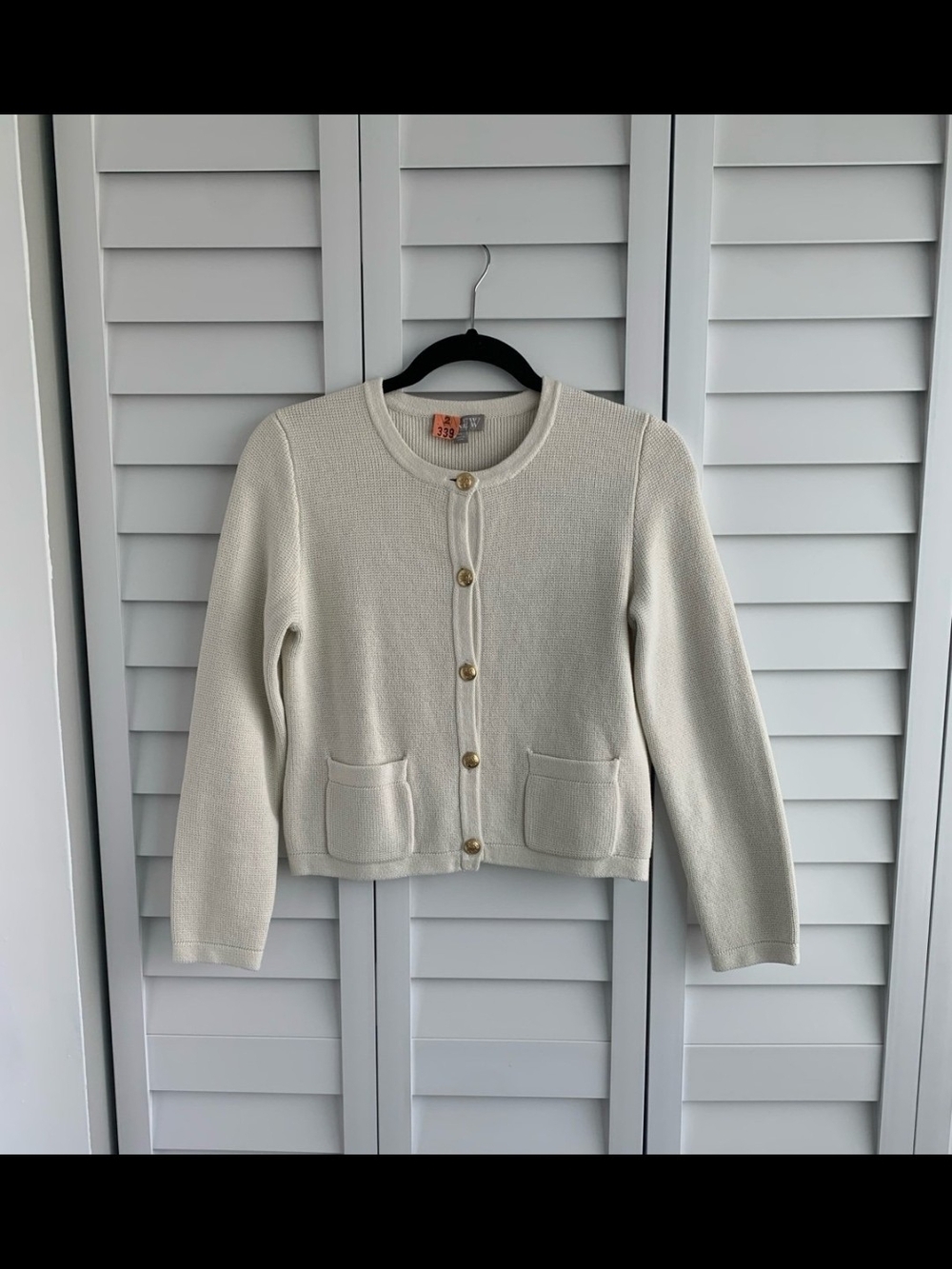 J. Crew Cream Button-Front Cropped Cardigan - Picture 3 of 6